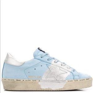 Golden Goose Light Blue/Silver Leather Hi Star Sneakers